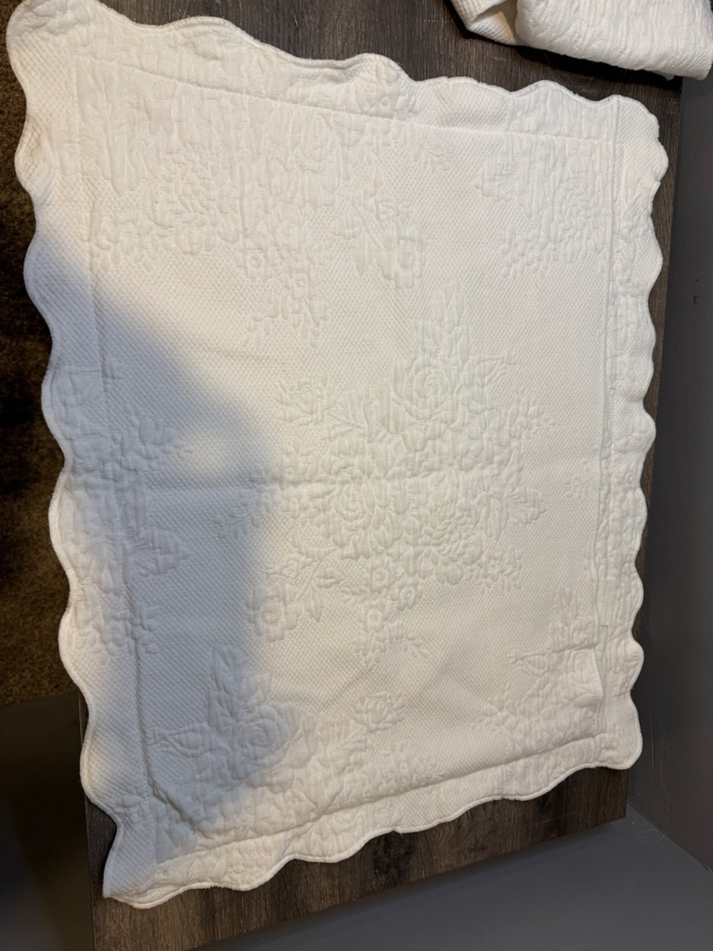 Two White Scalloped Quilted Sham - Picture 5 of 7